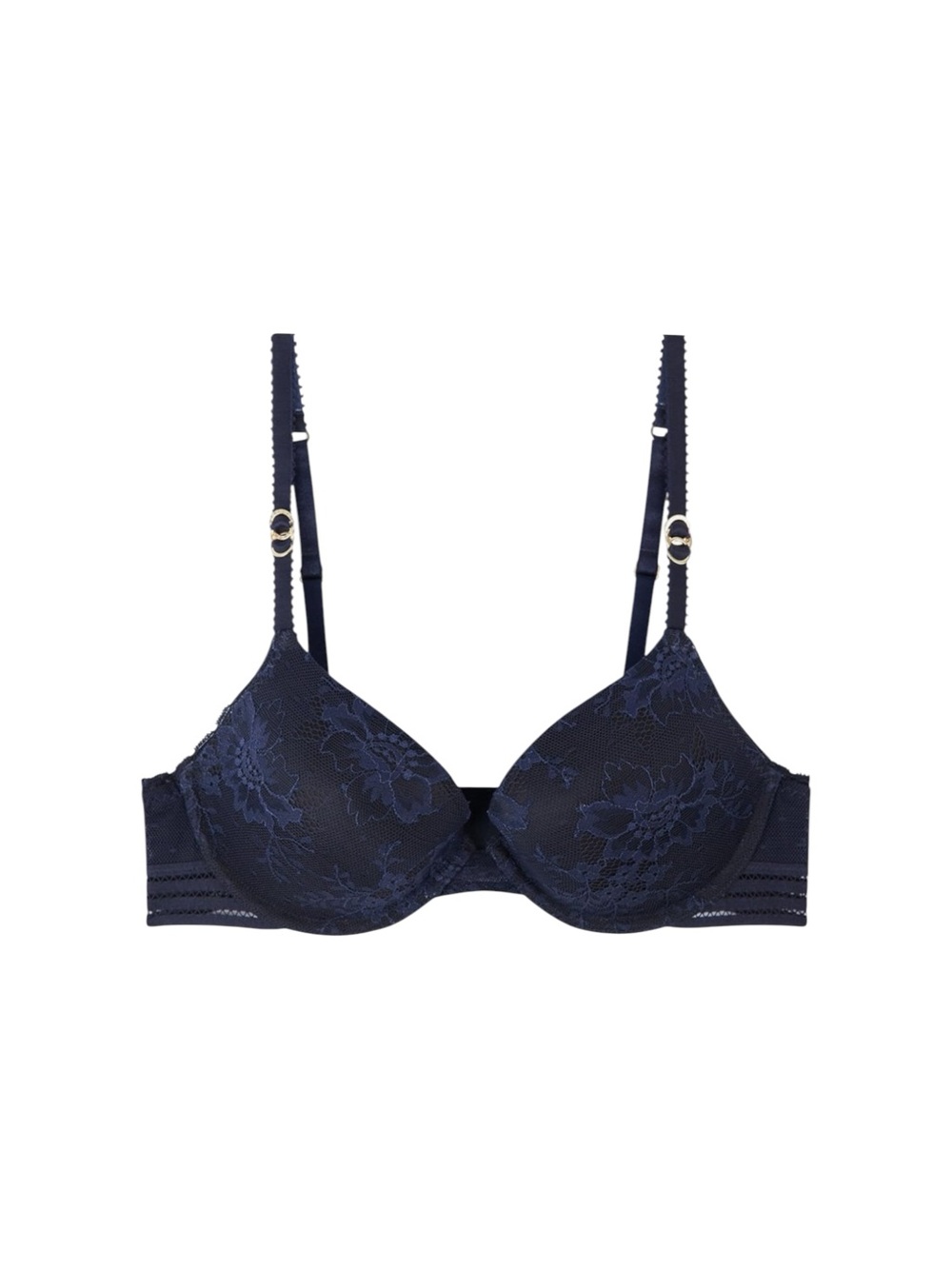 NWT Stella McCartney Stella Lace Contour Plunge Bra in Dark Ink Blue 34C